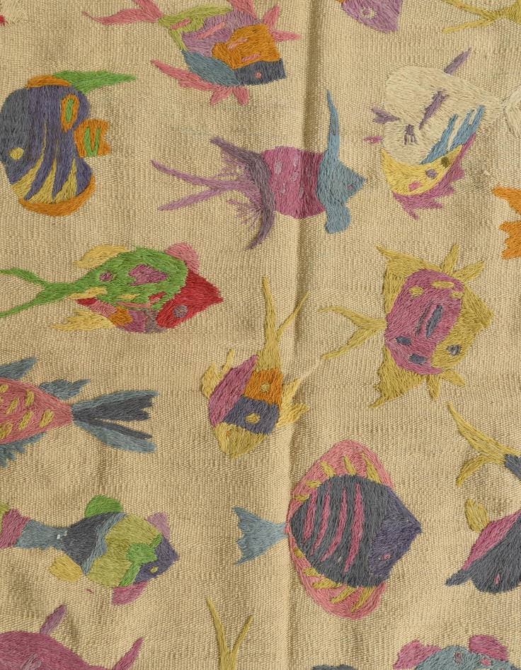 Detail image of 4' x 5' 8  Hand Woven Kilim Suzani Wool Rug