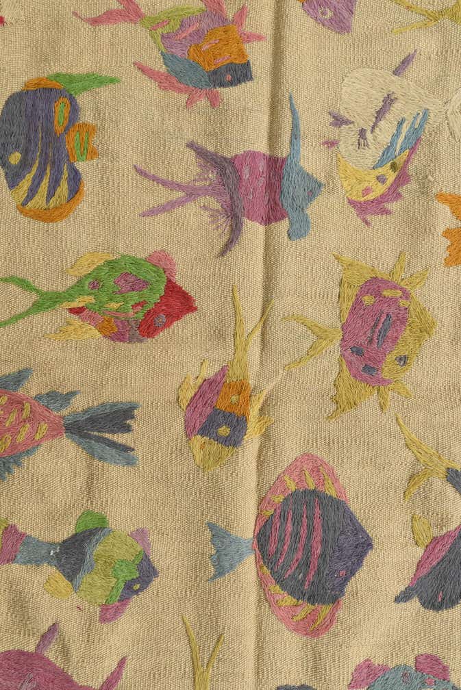 4' x 5' 8 Hand Woven Kilim Suzani Wool Rug