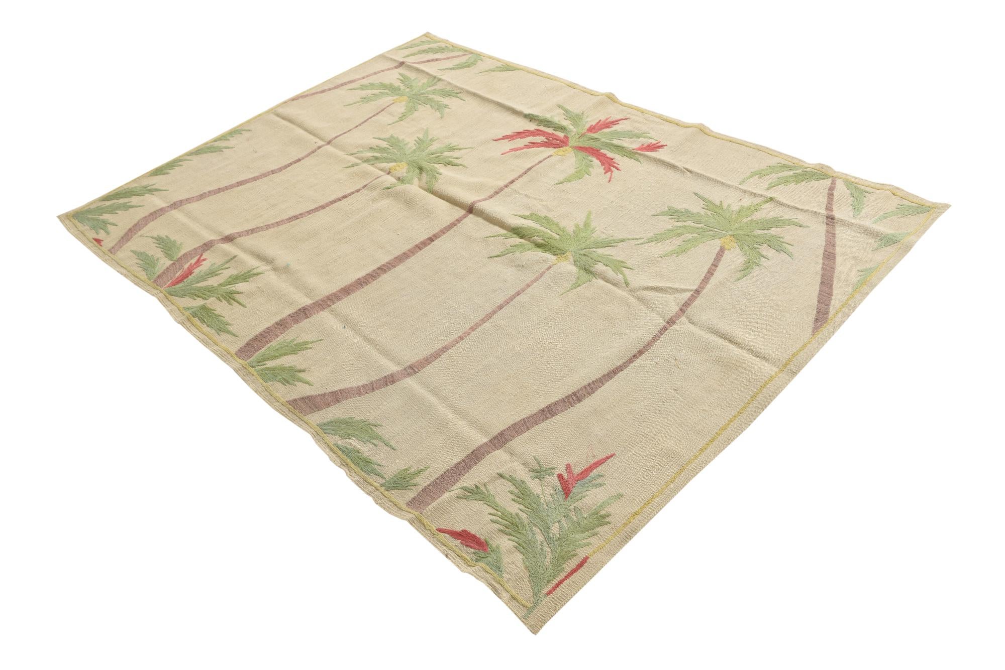 4' 10 x 6' 6 Hand Woven Kilim Suzani Wool Rug