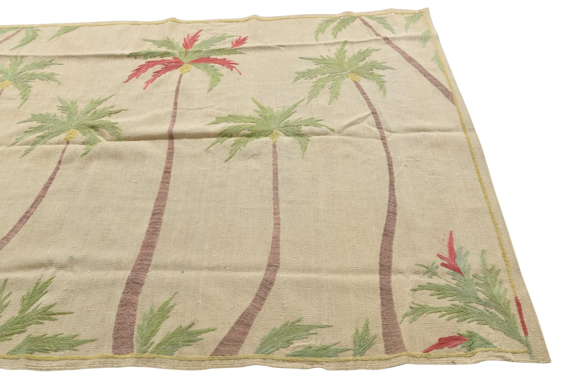 4' 10 x 6' 6 Hand Woven Kilim Suzani Wool Rug