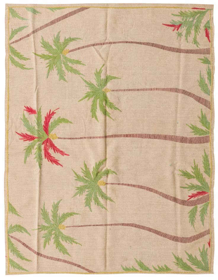 Detail image of 4' 10 x 6' 6 Hand Woven Kilim Suzani Wool Rug