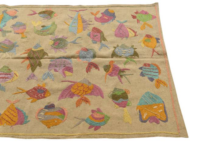 3' 5 x 4' 8 Hand Woven Kilim Suzani Wool Rug