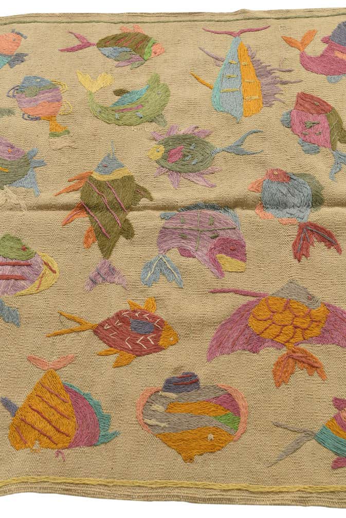 3' 5 x 4' 8 Hand Woven Kilim Suzani Wool Rug