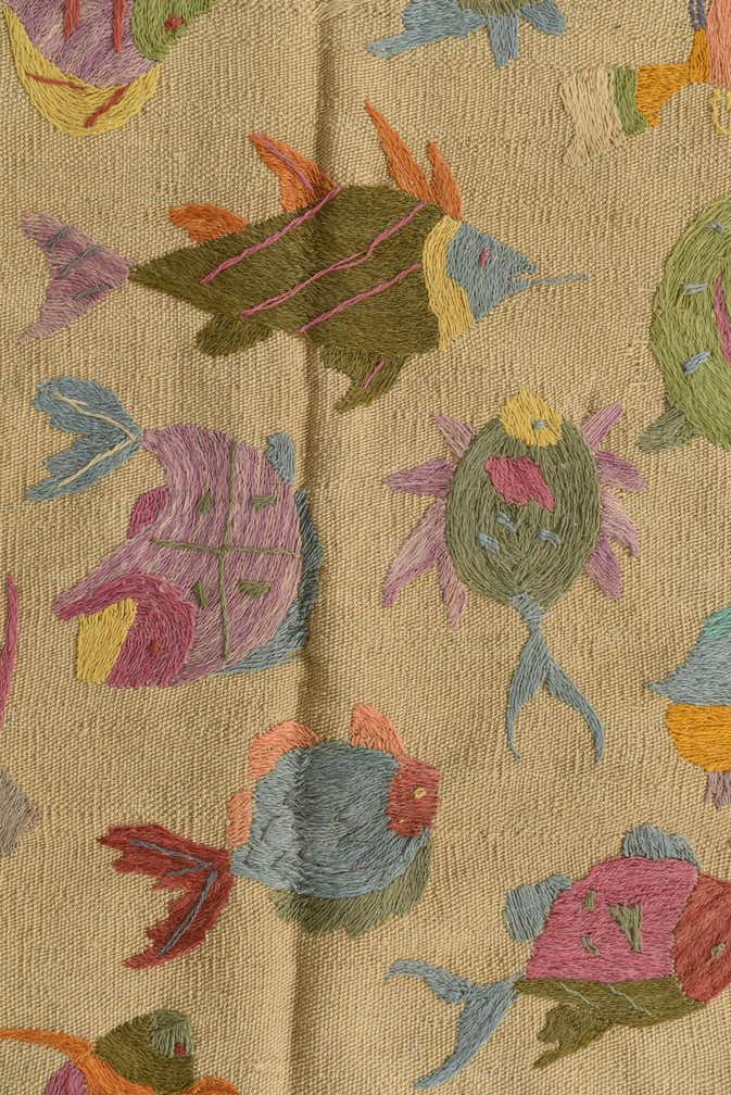 3' 5 x 4' 8 Hand Woven Kilim Suzani Wool Rug