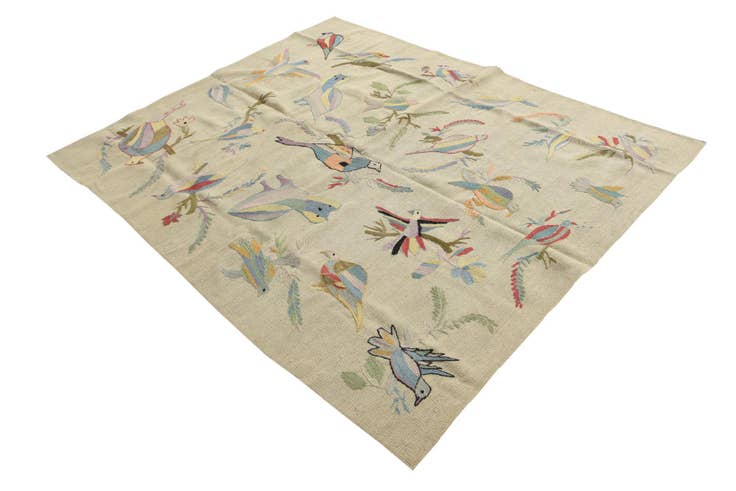 Detail image of 5' 3 x 6' 3 Hand Woven Kilim Suzani Wool Rug