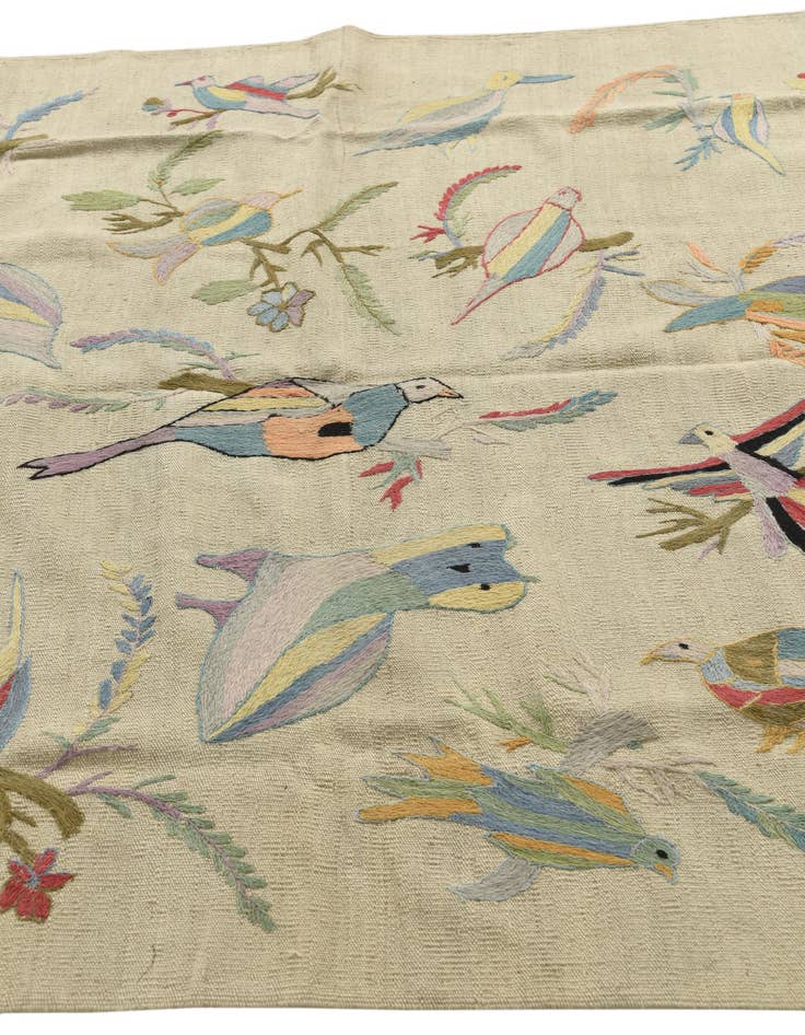 Detail image of 5' 3 x 6' 3  Hand Woven Kilim Suzani Wool Rug