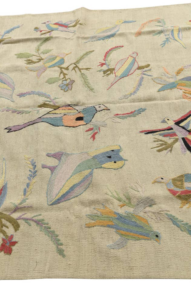 Detail image of 5' 3 x 6' 3 Hand Woven Kilim Suzani Wool Rug
