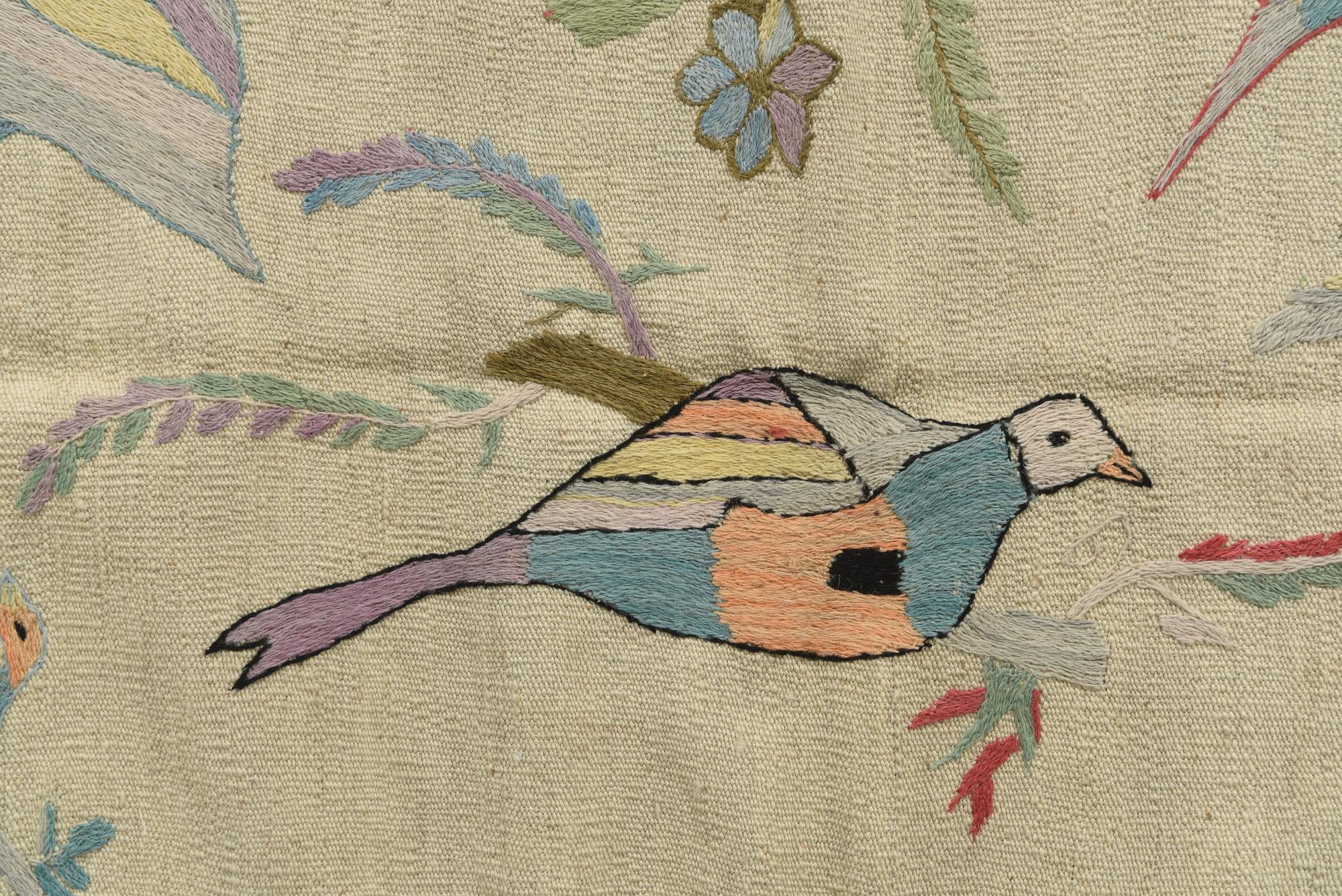 5' 3 x 6' 3 Hand Woven Kilim Suzani Wool Rug