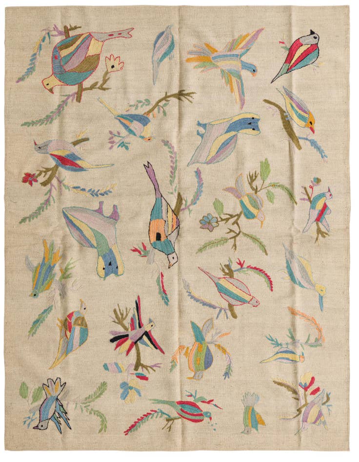 Detail image of 5' 3 x 6' 3 Hand Woven Kilim Suzani Wool Rug