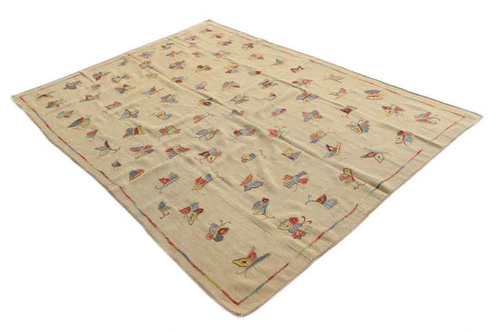 5' 9 x 7' 8 Hand Woven Kilim Suzani Wool Rug