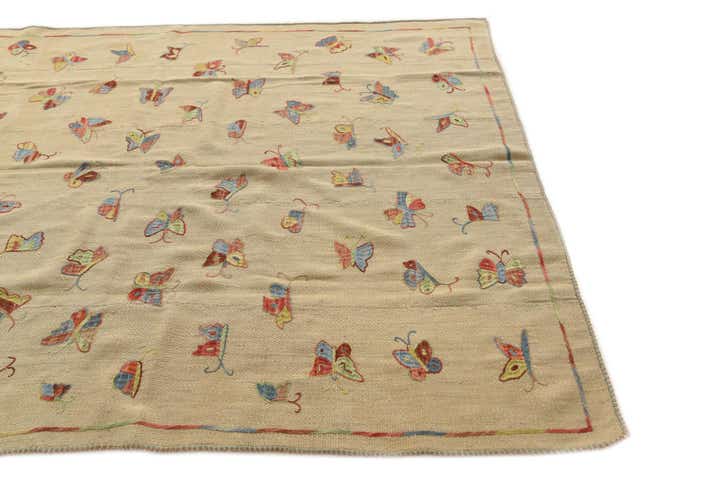 5' 9 x 7' 8 Hand Woven Kilim Suzani Wool Rug