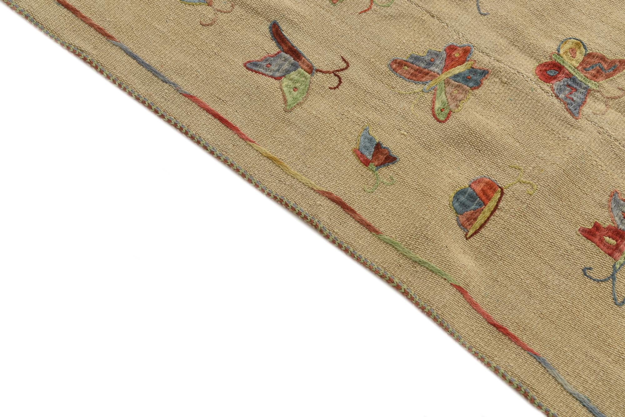 5' 9 x 7' 8 Hand Woven Kilim Suzani Wool Rug