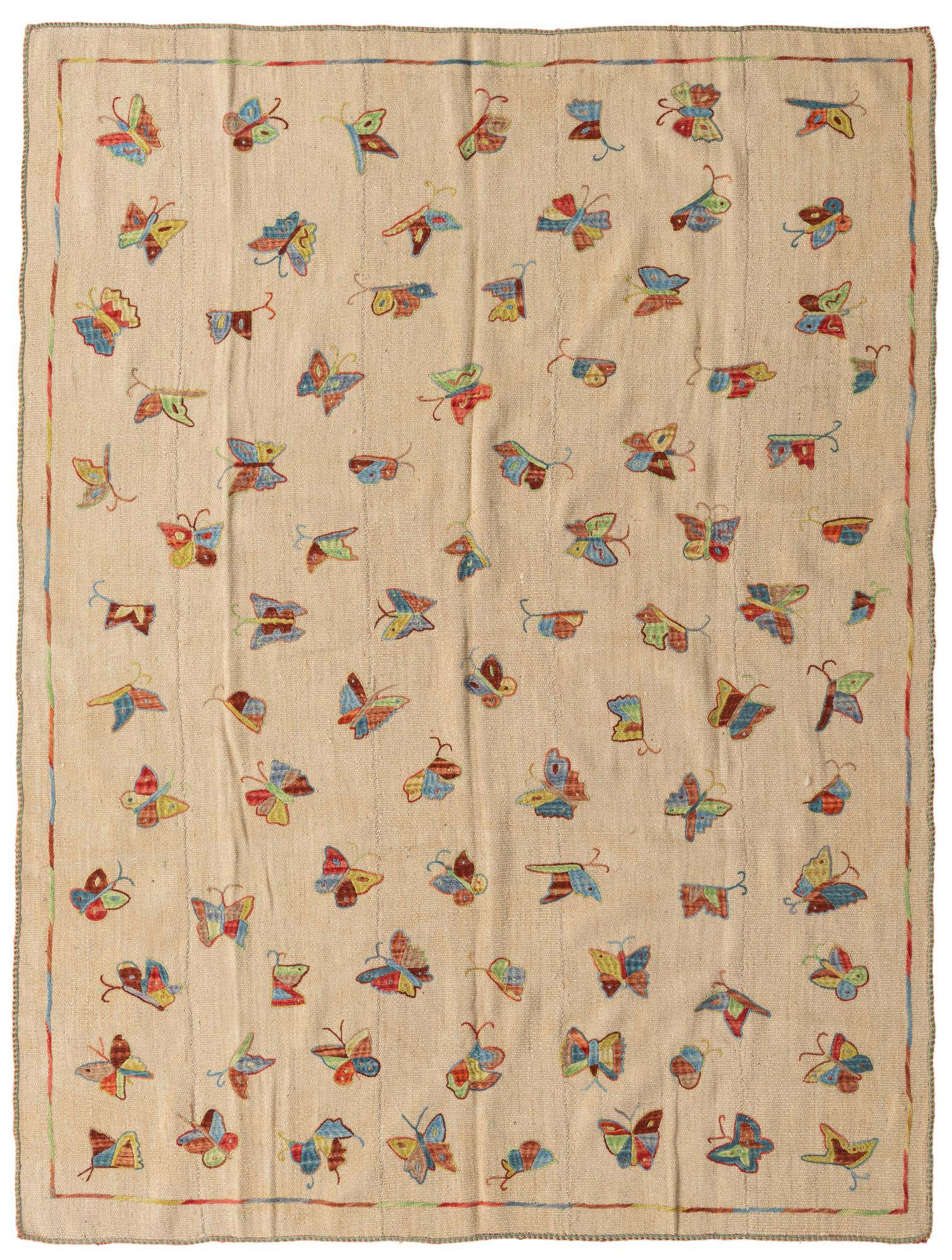 5' 9 x 7' 8 Hand Woven Kilim Suzani Wool Rug
