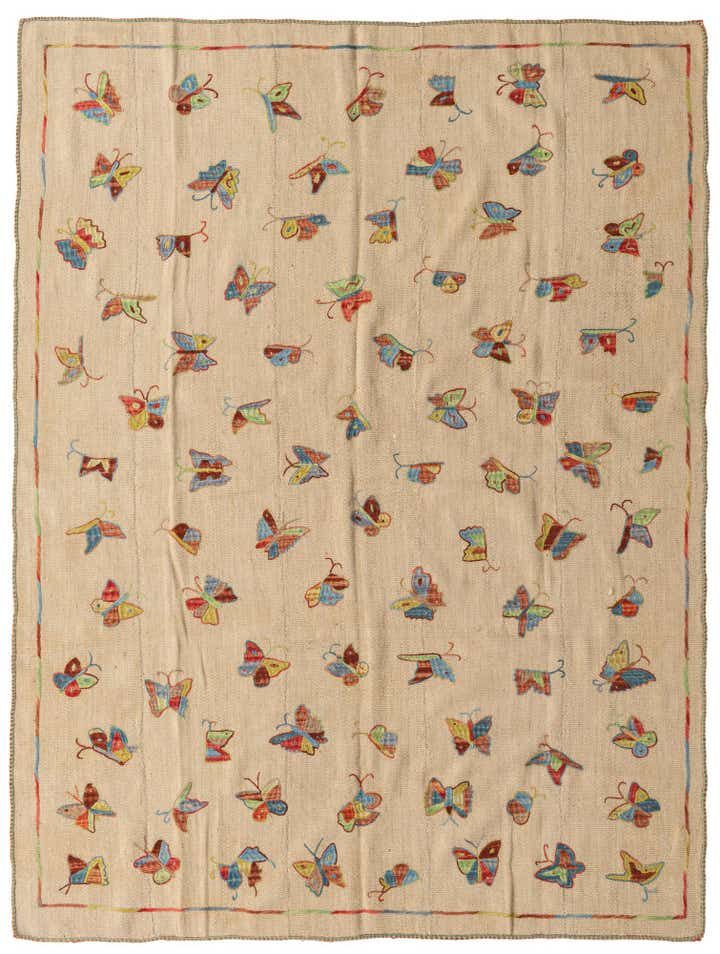 5' 9 x 7' 8 Hand Woven Kilim Suzani Wool Rug