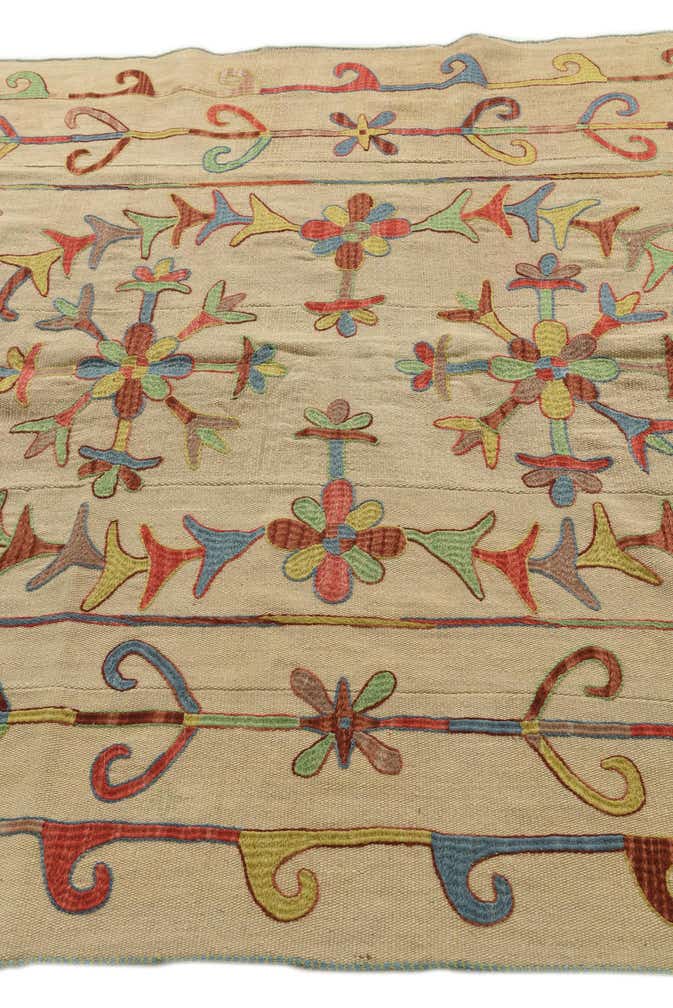 5' 7 x 7' 4 Hand Woven Kilim Suzani Wool Rug
