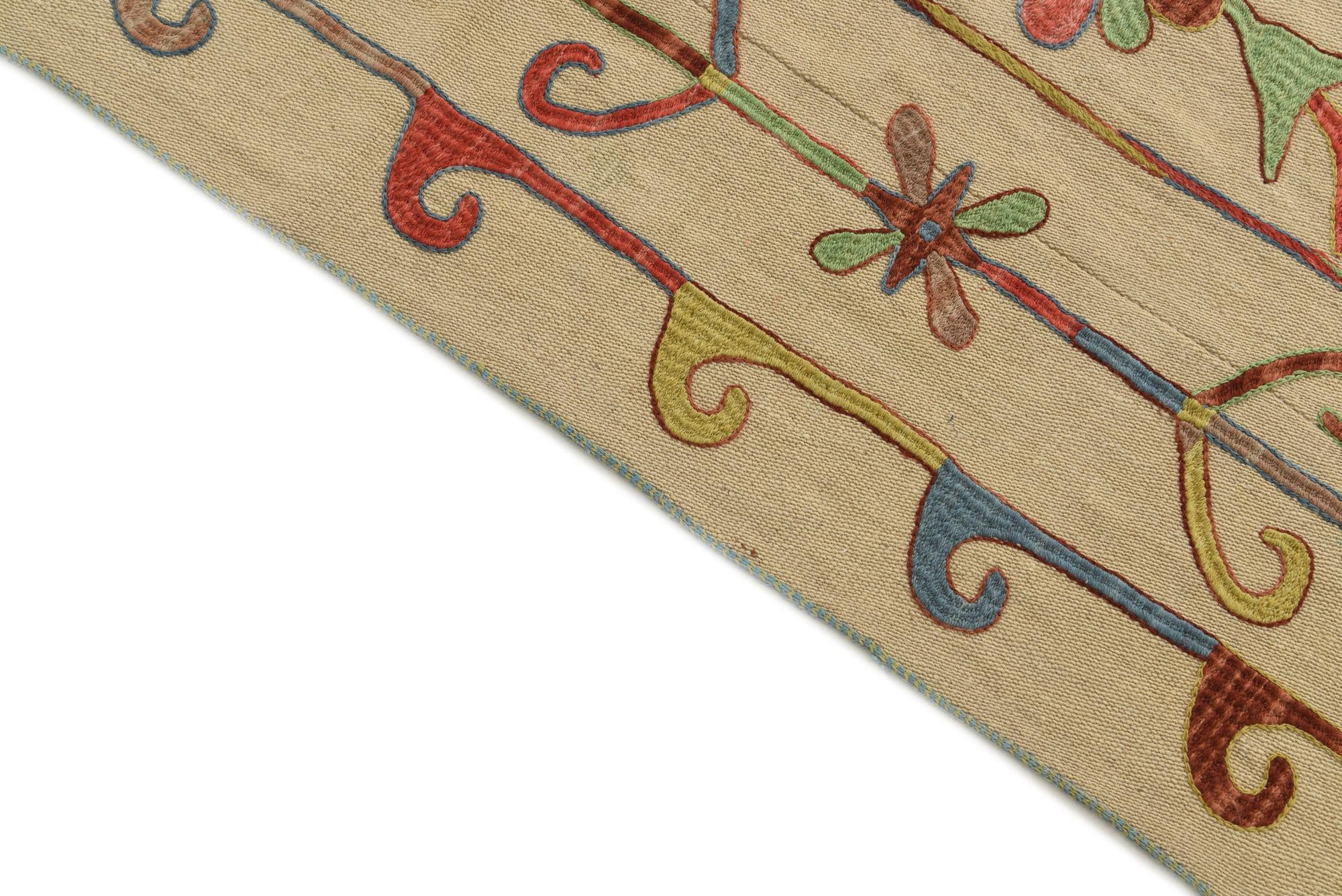 5' 7 x 7' 4 Hand Woven Kilim Suzani Wool Rug