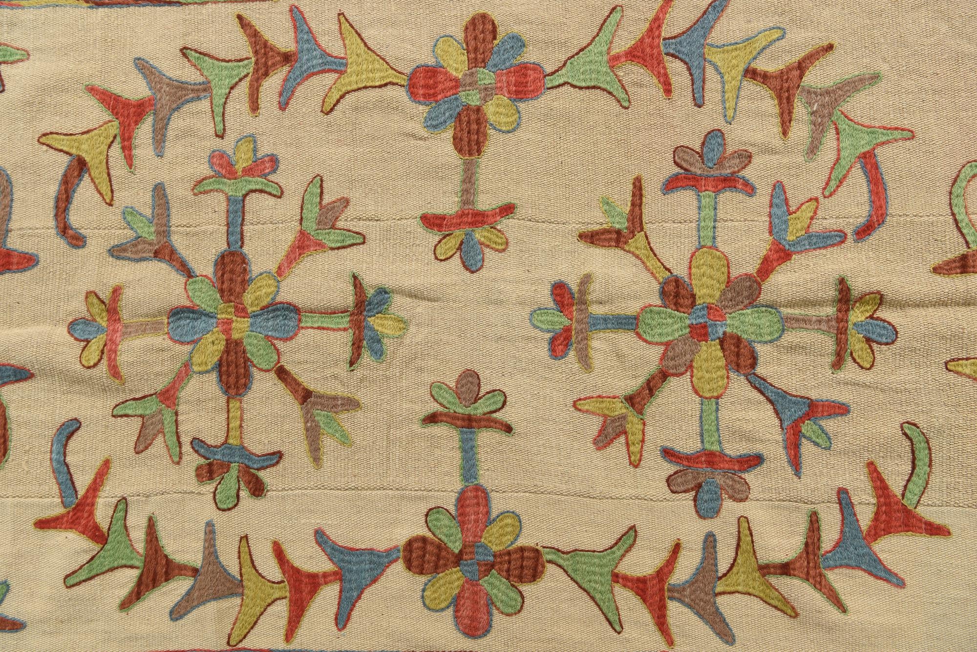 5' 7 x 7' 4 Hand Woven Kilim Suzani Wool Rug