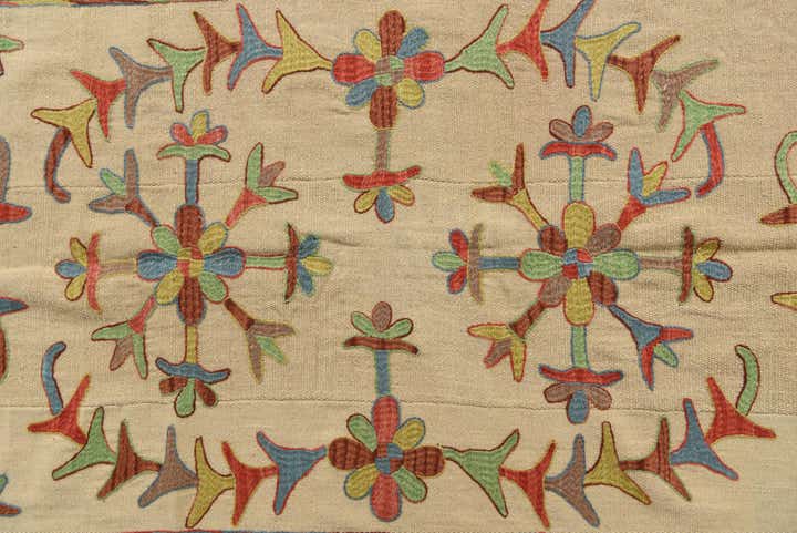 5' 7 x 7' 4 Hand Woven Kilim Suzani Wool Rug