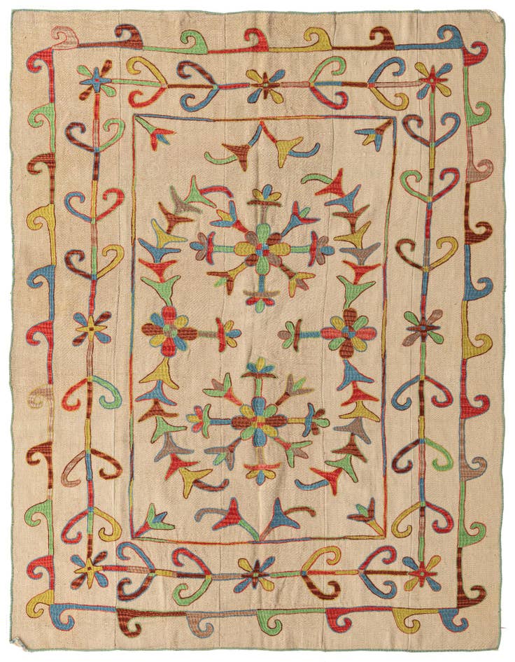 Detail image of 5' 7 x 7' 4 Hand Woven Kilim Suzani Wool Rug