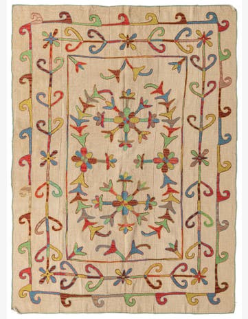 5' 7 x 7' 4 Hand Woven Kilim Suzani Wool Rug