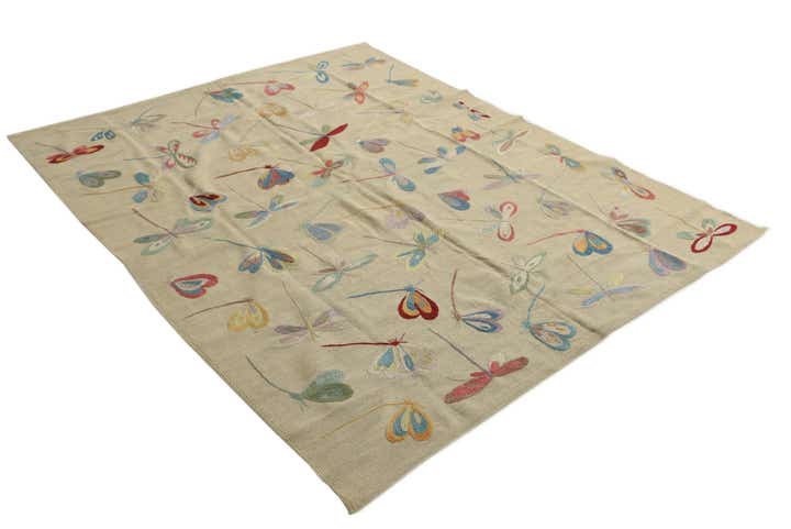5' 10 x 7' 5 Hand Woven Kilim Suzani Wool Rug