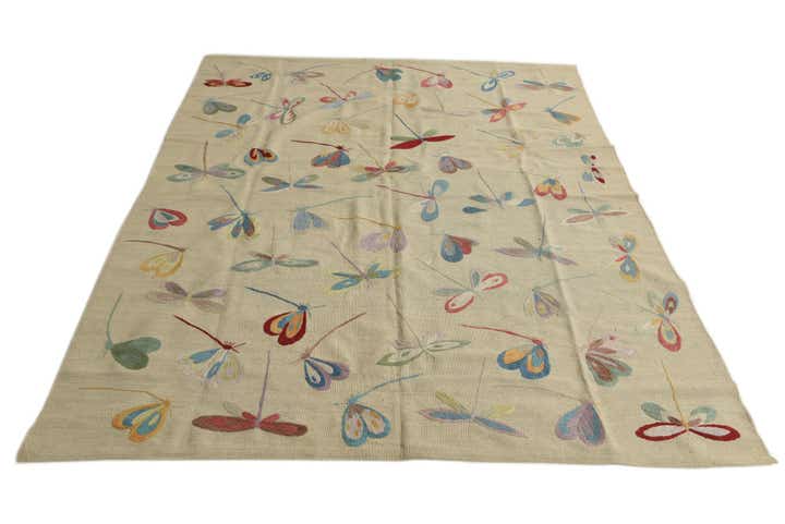 5' 10 x 7' 5 Hand Woven Kilim Suzani Wool Rug
