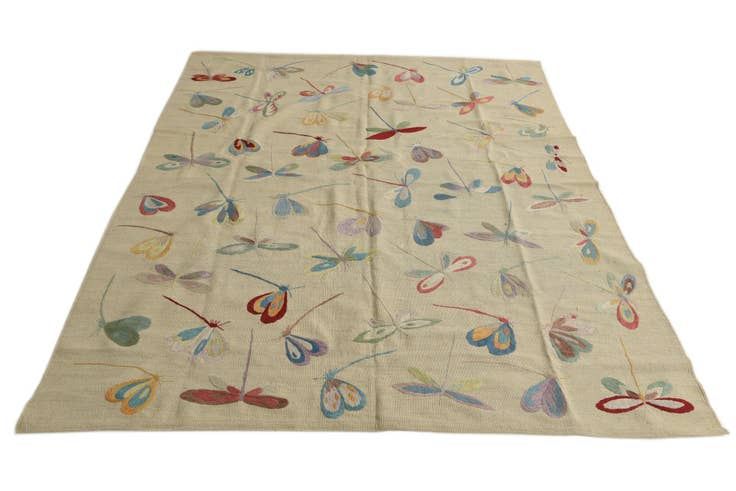 Detail image of 5' 10 x 7' 5 Hand Woven Kilim Suzani Wool Rug
