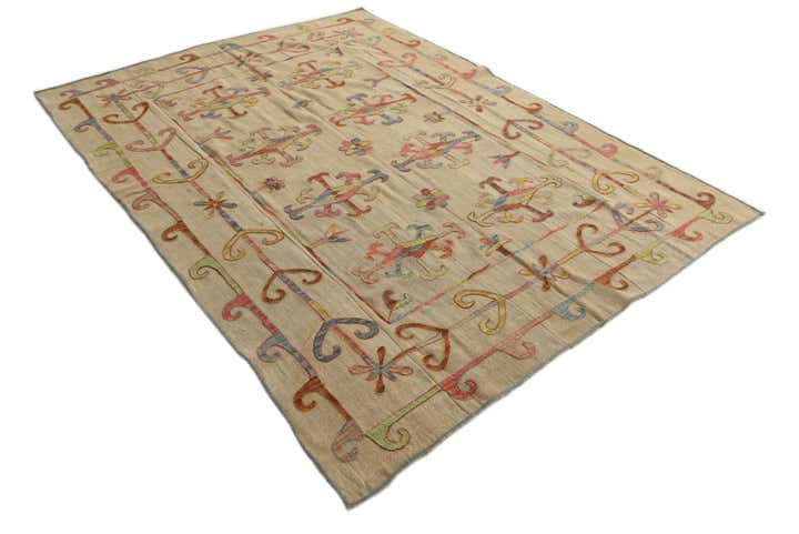 5' 9 x 7' 10 Hand Woven Kilim Suzani Wool Rug