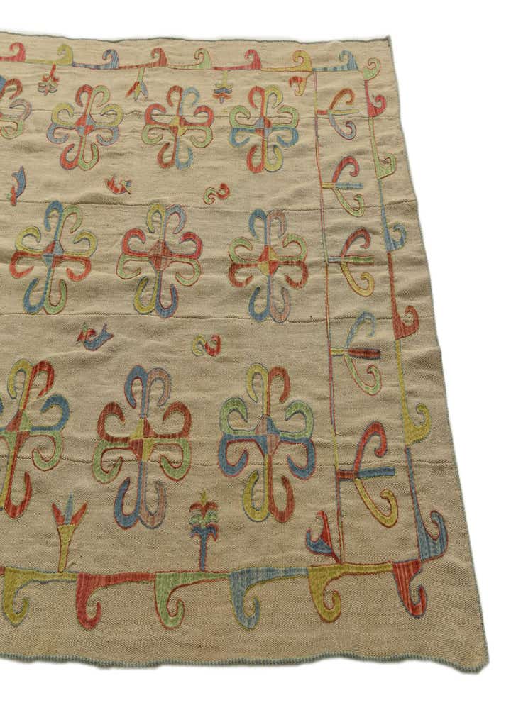 5' 7 x 7' 9 Hand Woven Kilim Suzani Wool Rug