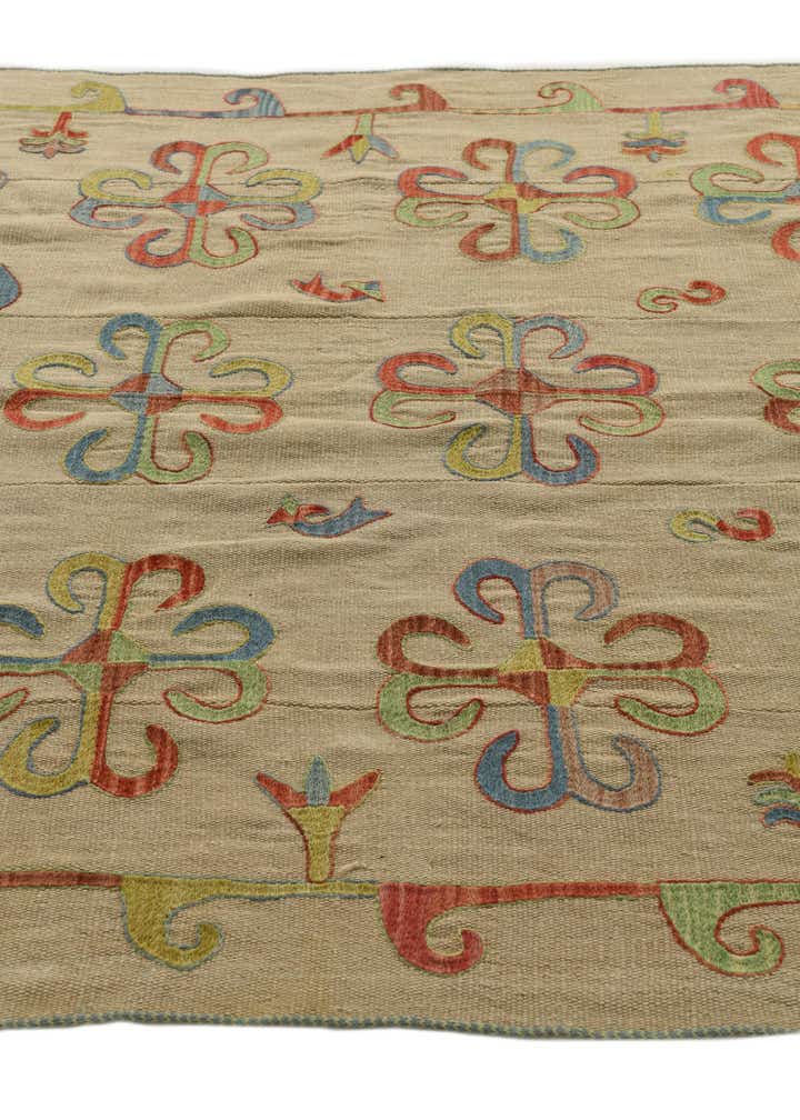 5' 7 x 7' 9 Hand Woven Kilim Suzani Wool Rug