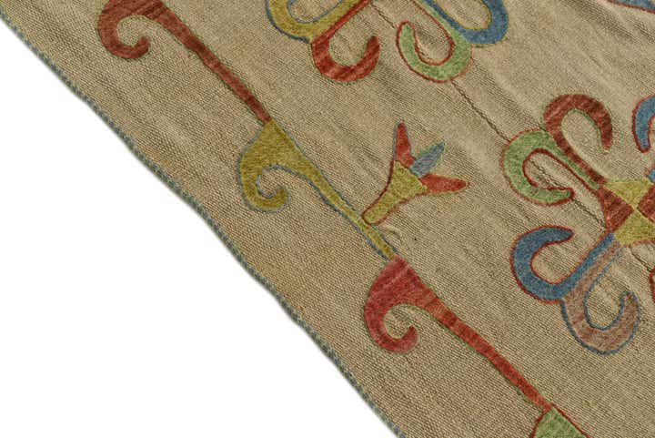 5' 7 x 7' 9 Hand Woven Kilim Suzani Wool Rug