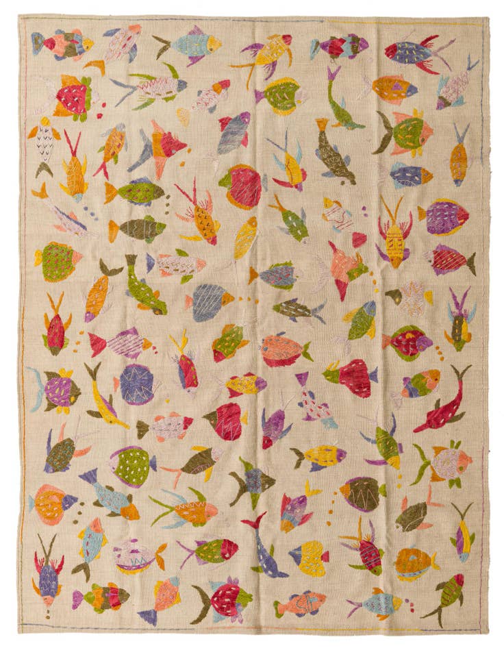 Detail image of 5' 10 x 7' 7 Hand Woven Kilim Suzani Wool Rug