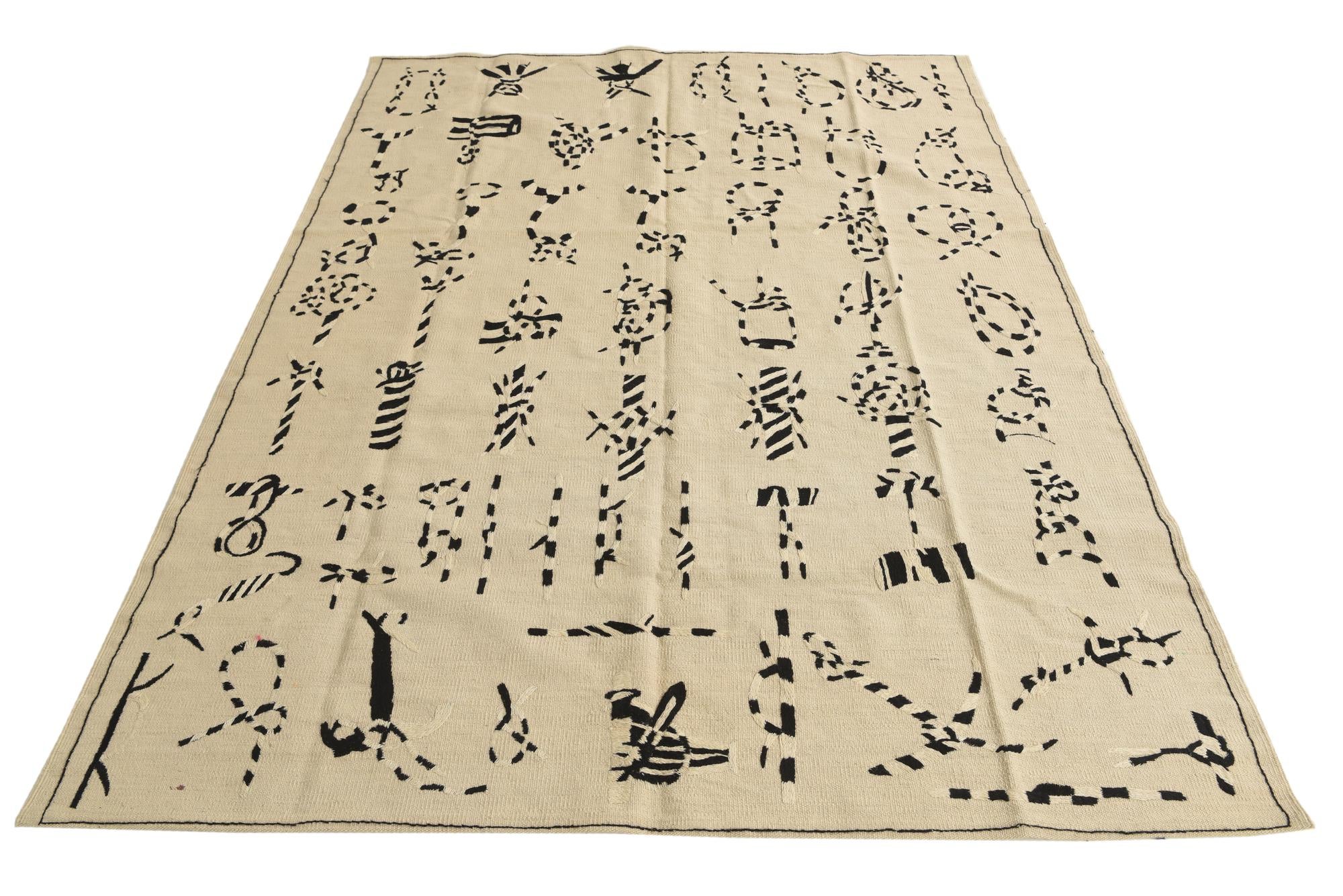 5' 10 x 7' 9 Hand Knotted Kilim Suzani Wool Rug