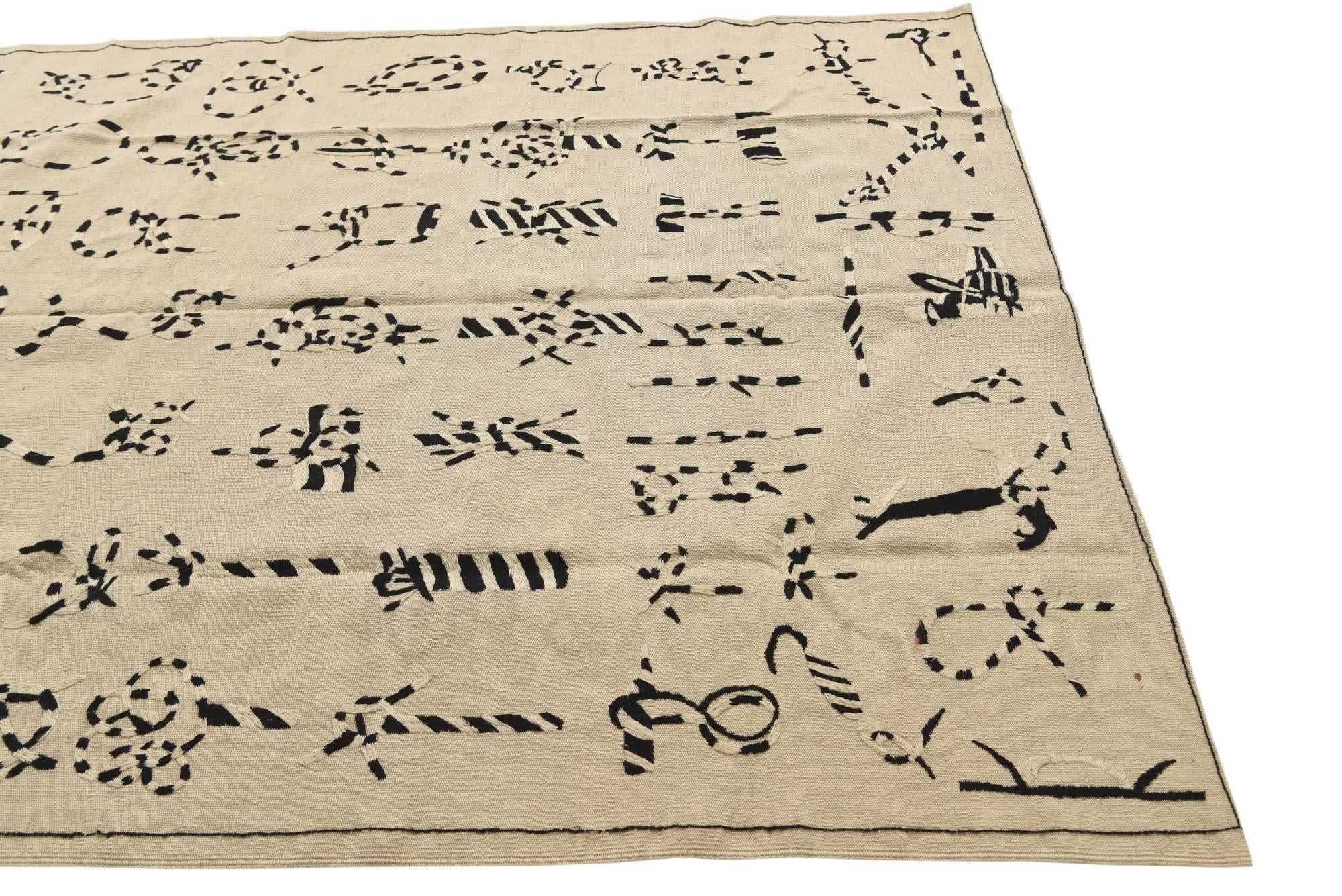 5' 10 x 7' 9 Hand Knotted Kilim Suzani Wool Rug