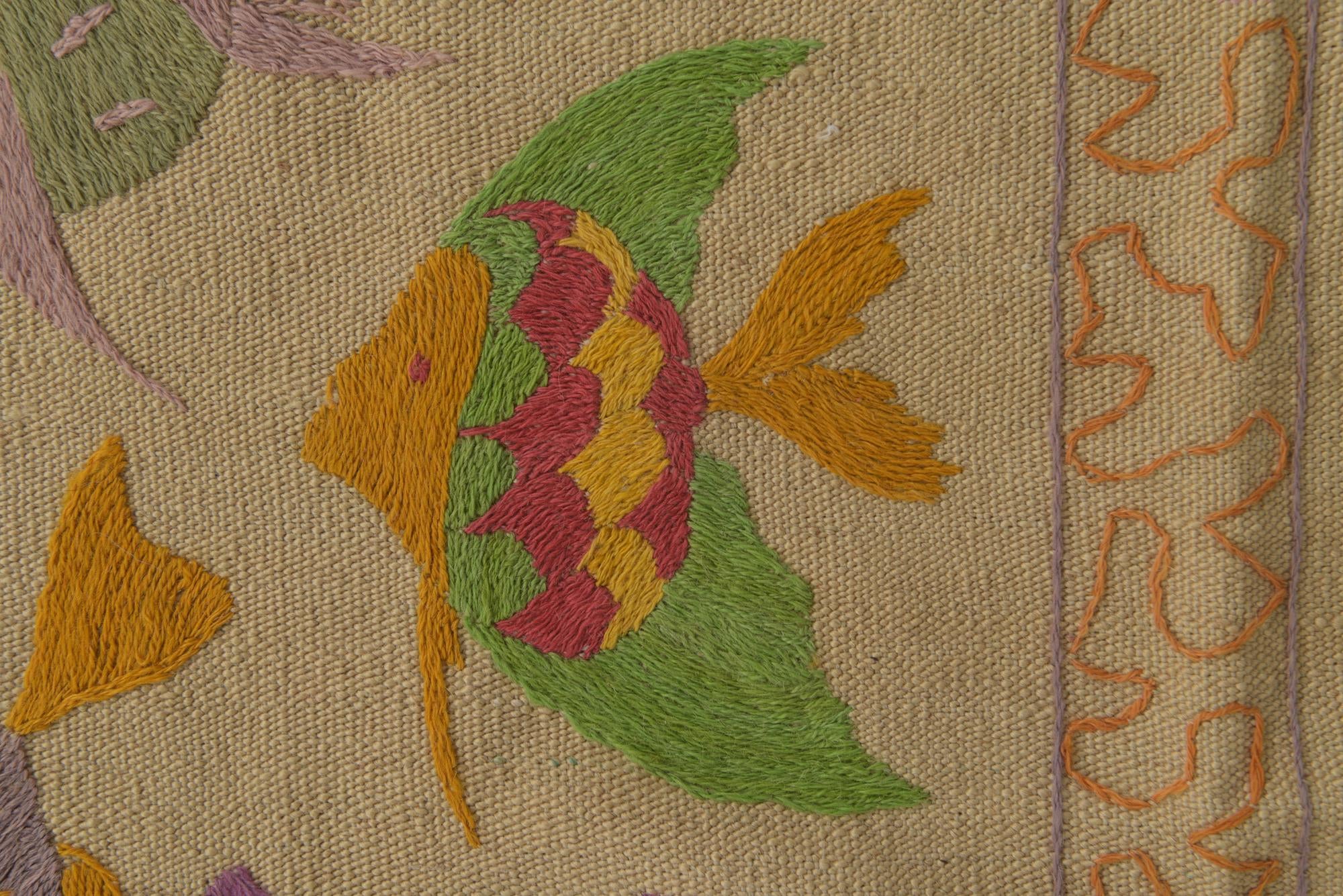 4' 9 x 6' 7 Hand Woven Kilim Suzani Wool Rug