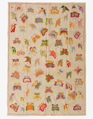 6' 5 x 9' 4 Hand Woven Kilim Suzani Wool Rug