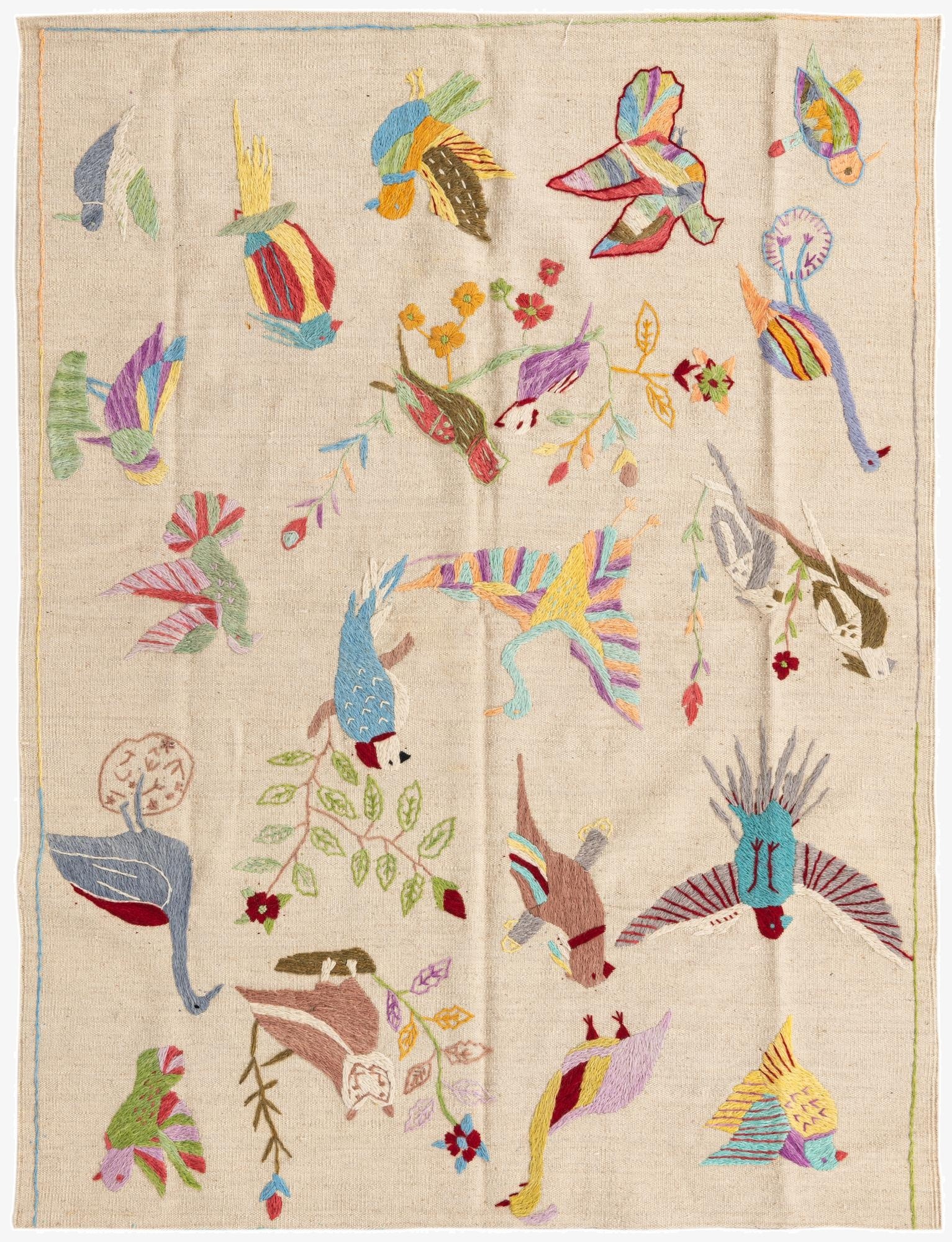 4' 2 x 5' 7  Hand Woven Kilim Suzani Wool Rug