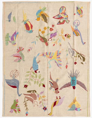 4' 2 x 5' 7 Hand Woven Kilim Suzani Wool Rug