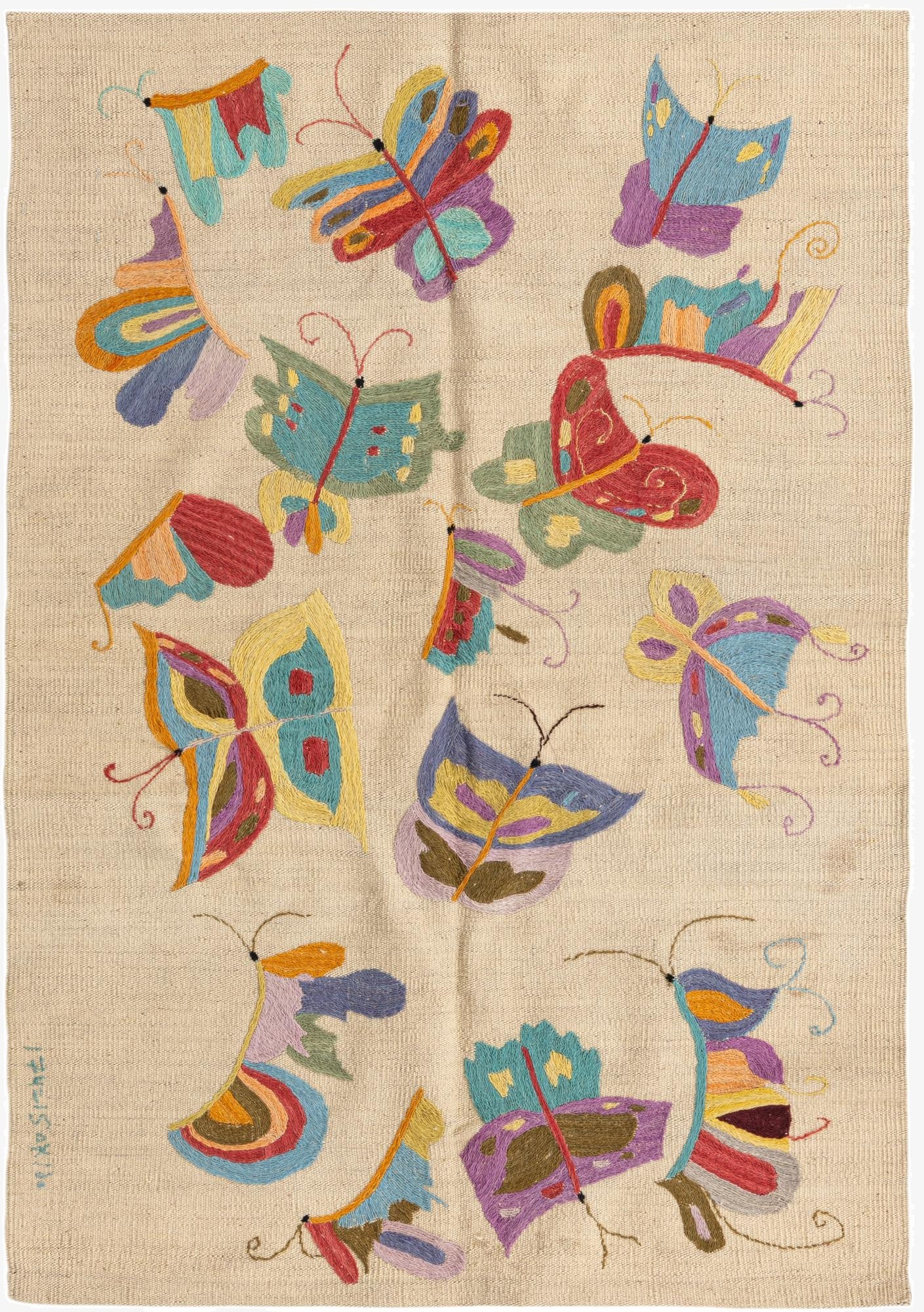 3' 2 x 4' 8  Hand Woven Kilim Suzani Wool Rug