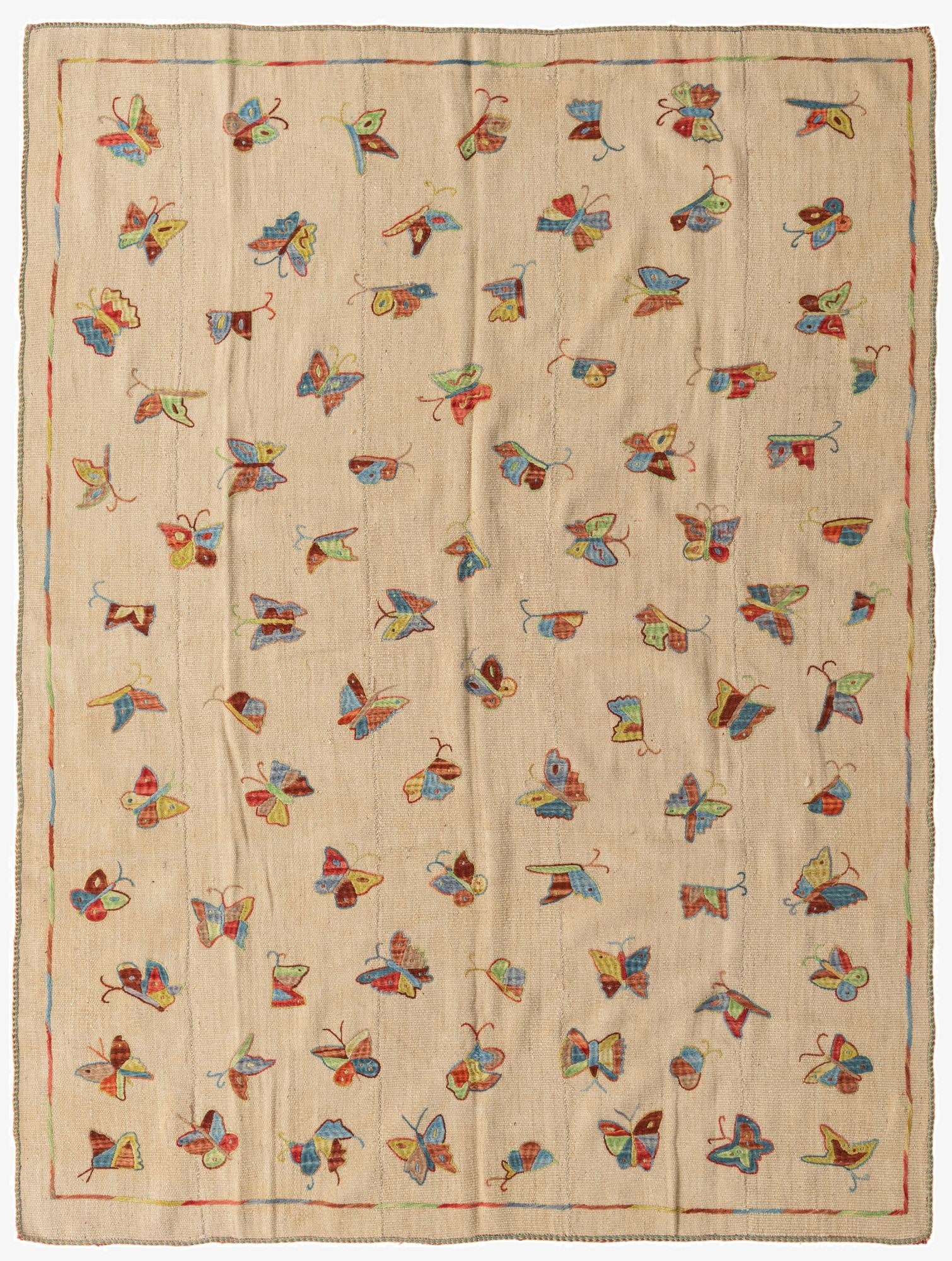 5' 9 x 7' 8  Hand Woven Kilim Suzani Wool Rug