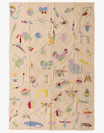 6' 3 x 9' 4 Hand Woven Kilim Suzani Wool Rug