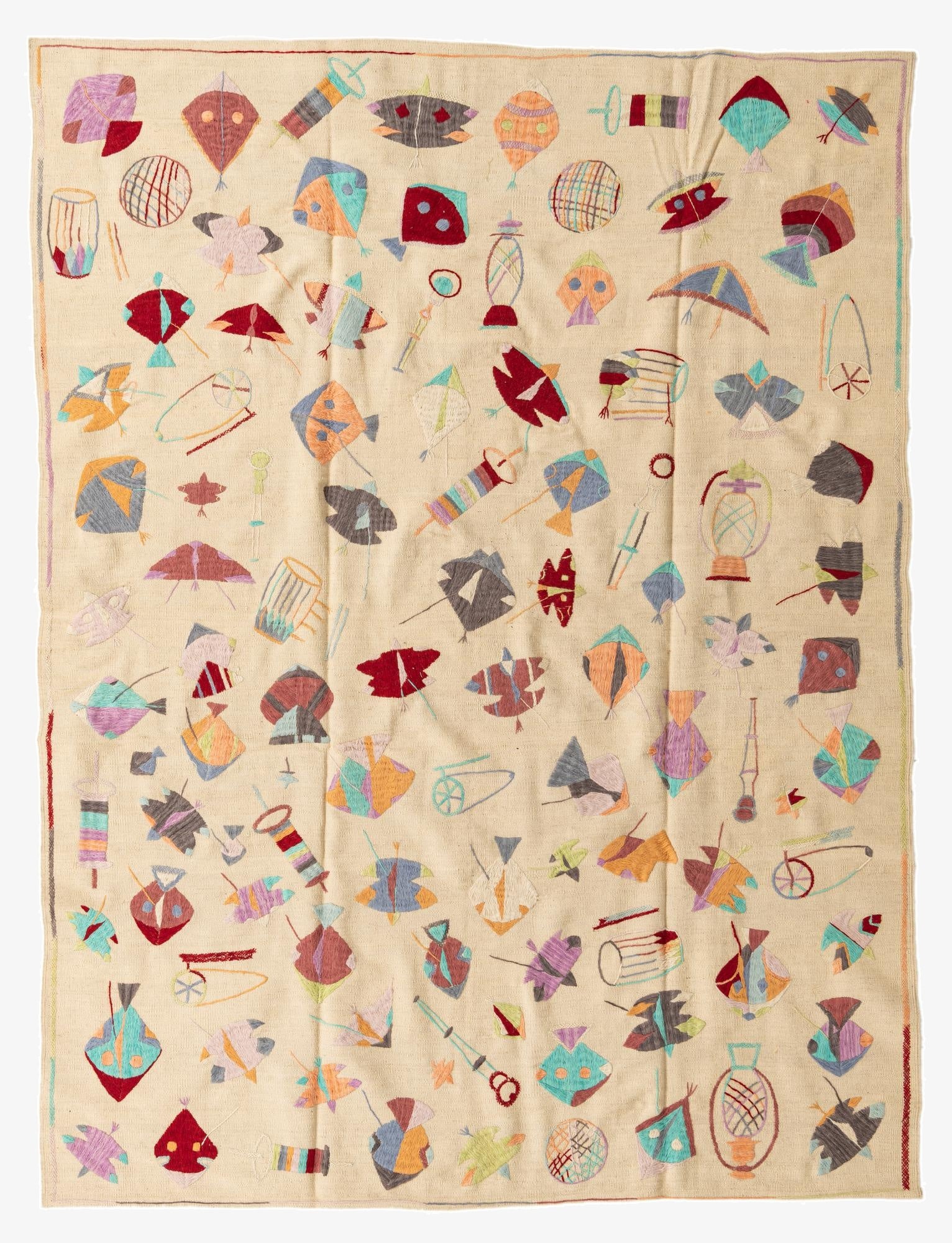 7' x 9' 2  Hand Woven Kilim Suzani Wool Rug