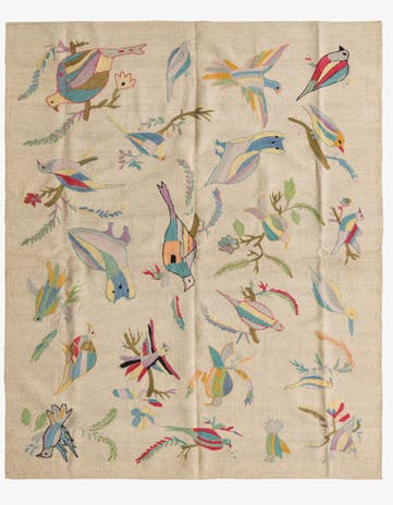 5' 3 x 6' 3 Hand Woven Kilim Suzani Wool Rug