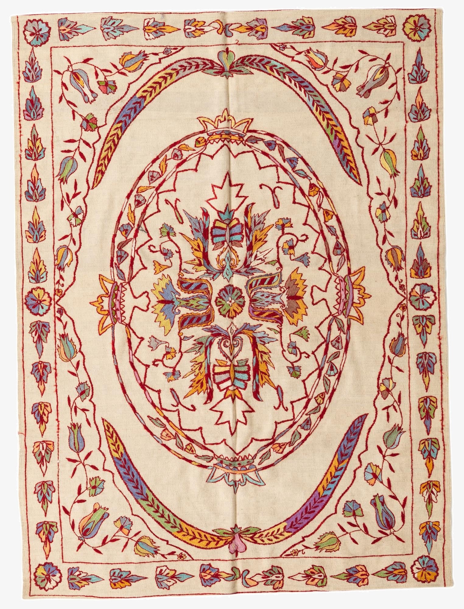 5' 5 x 7' 4  Hand Woven Kilim Suzani Wool Rug