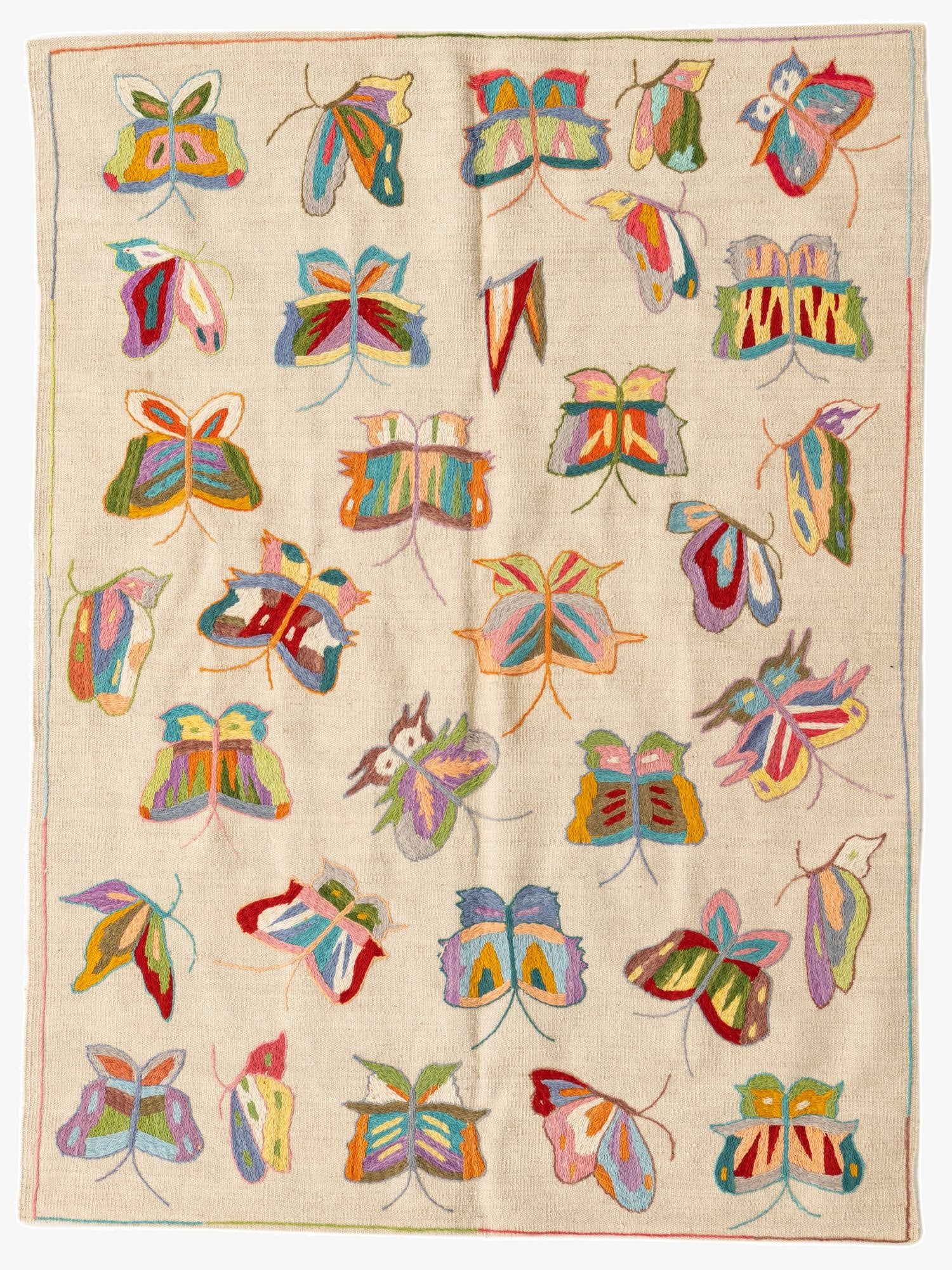 4' 1 x 5' 6  Hand Woven Kilim Suzani Wool Rug