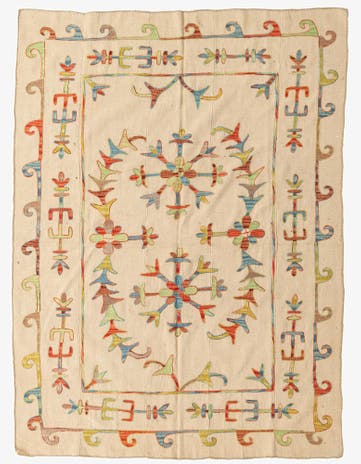 5' 7 x 7' 6 Hand Woven Kilim Suzani Wool Rug