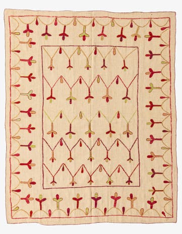 6' x 7' 4 Hand Woven Kilim Suzani Wool Rug