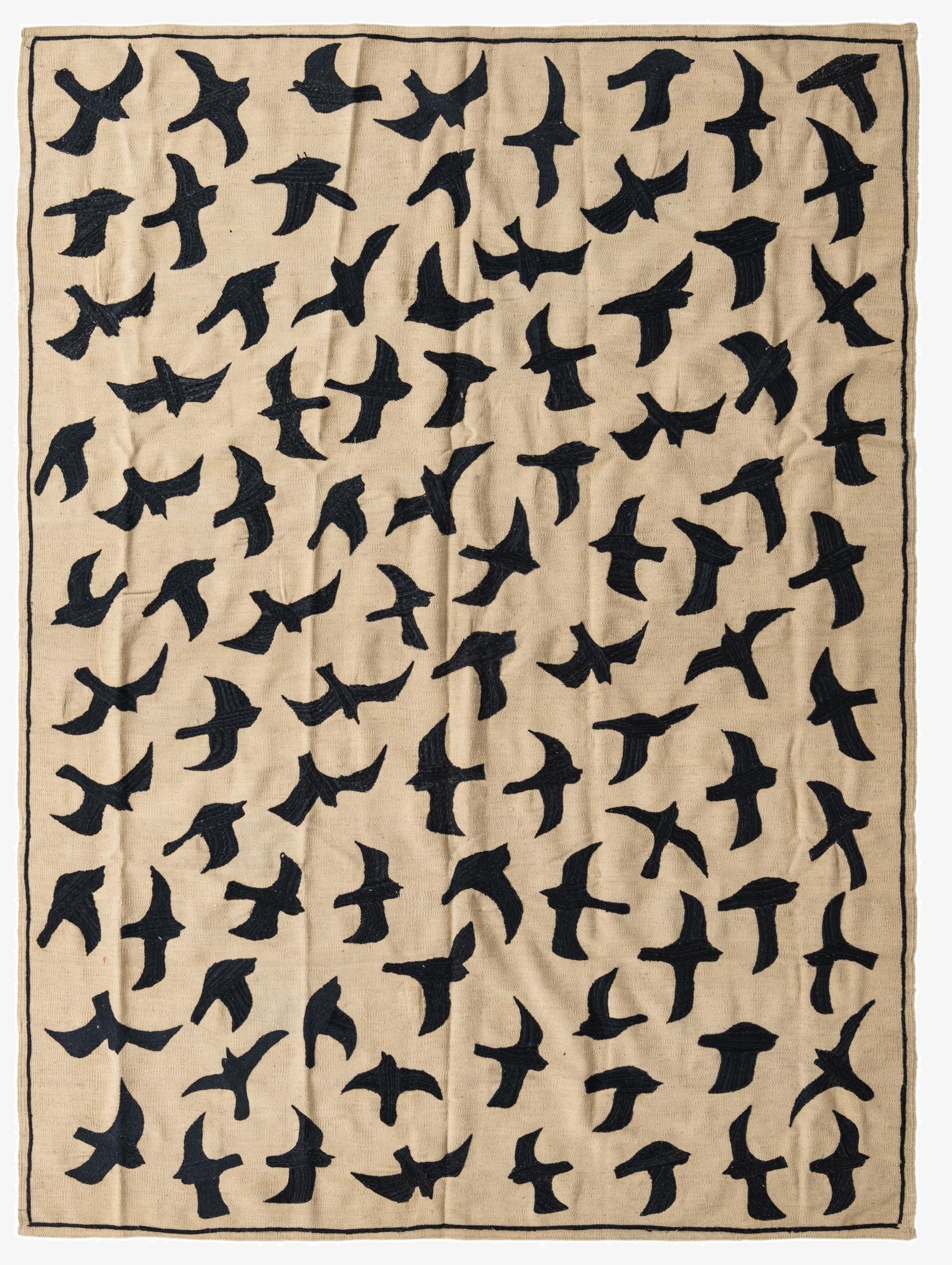 6' 10 x 9' 5  Hand Woven Kilim Suzani Wool Rug