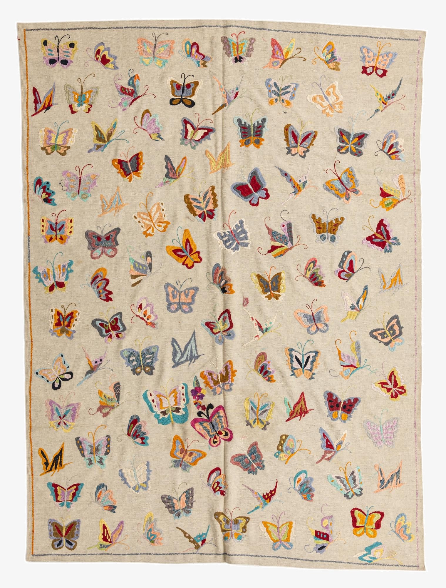 6' 9 x 9' 2  Hand Woven Kilim Suzani Wool Rug