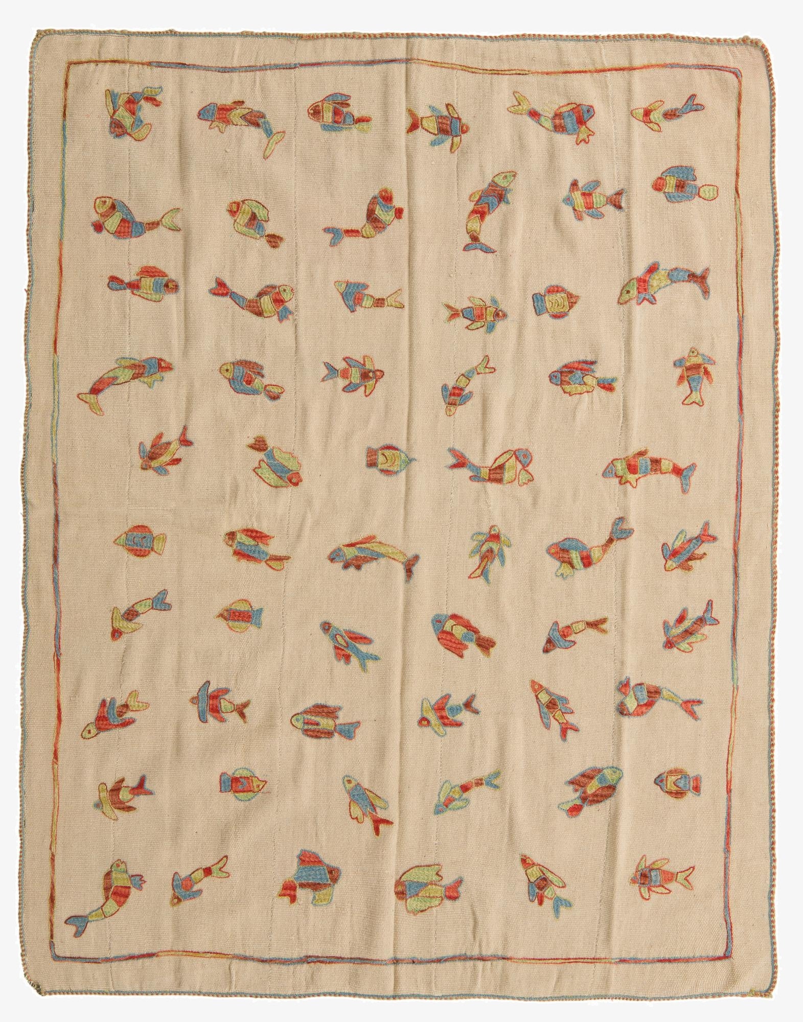 5' x 6' 6  Hand Woven Kilim Suzani Wool Rug